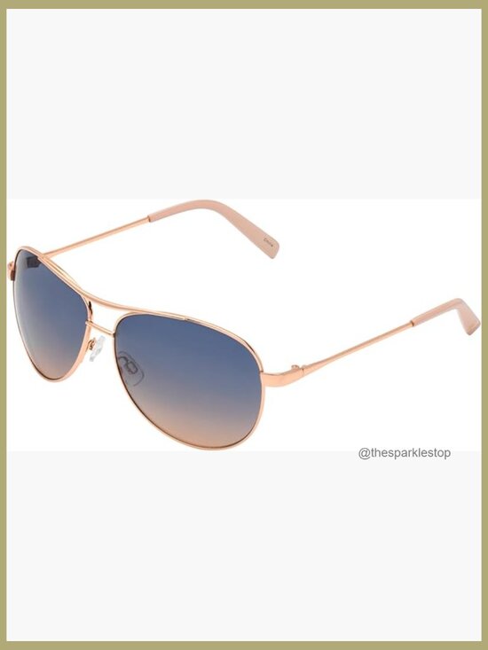 Metal Aviator Sunglasses with UV400 Protection, Rose Gold Frame